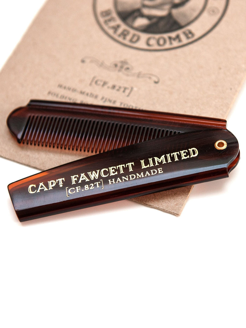 Captain Fawcett folding pocket beard comb 193mm unfolded - British product