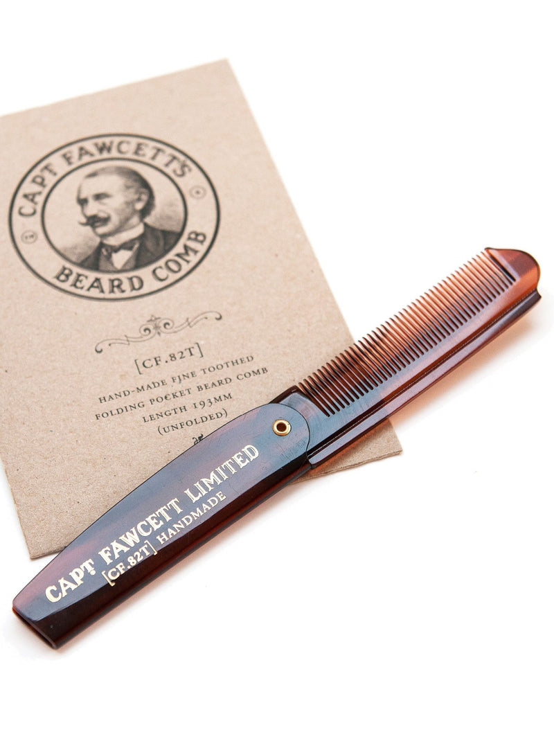 Captain Fawcett folding pocket beard comb 193mm unfolded - British product