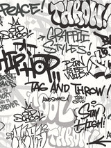 Next Origin Murals Black and White Mono Graffiti Matte Non Woven A3 Mural Sample- Buy online at McGrocer