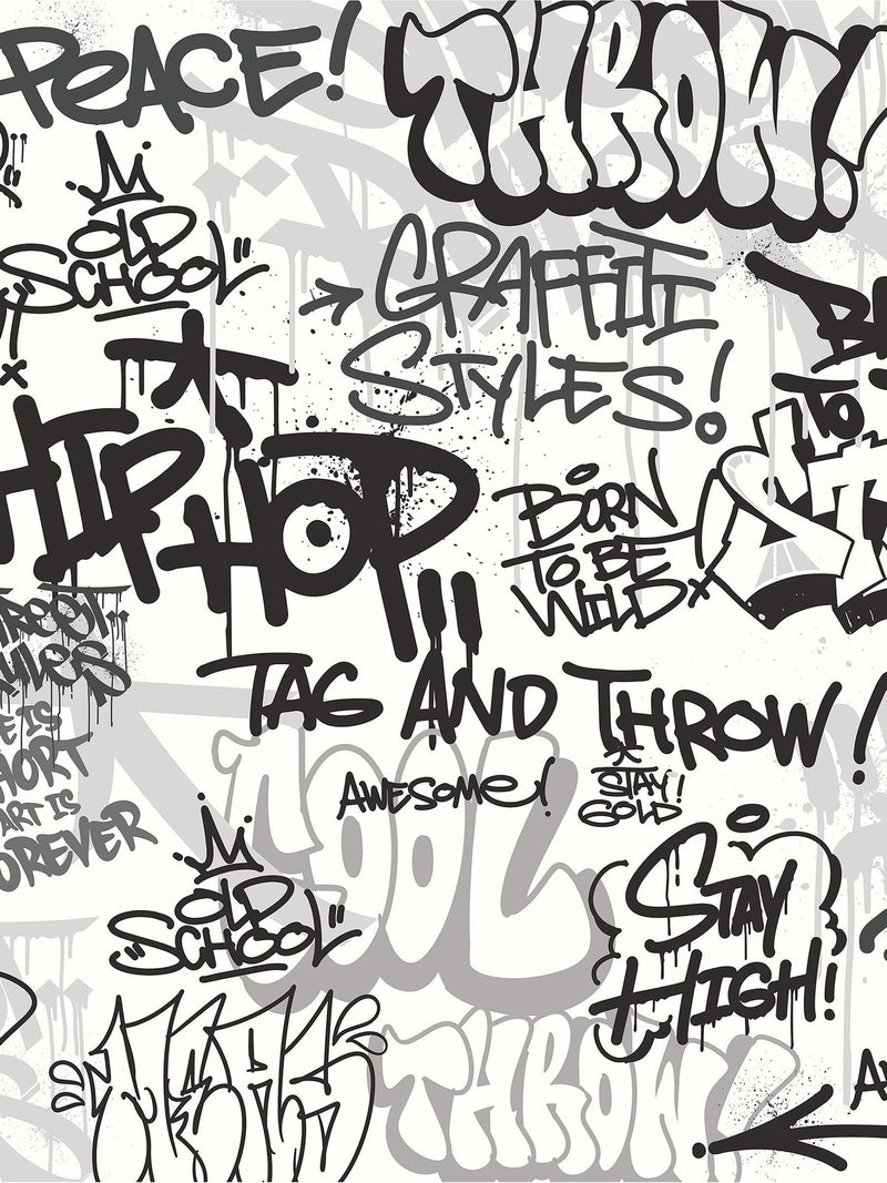 Origin Murals black and white mono graffiti mural sample A3, imported from the UK