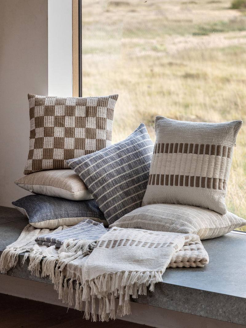 Gallery Home taupe Marden check woven cushion 45x45cm, UK version