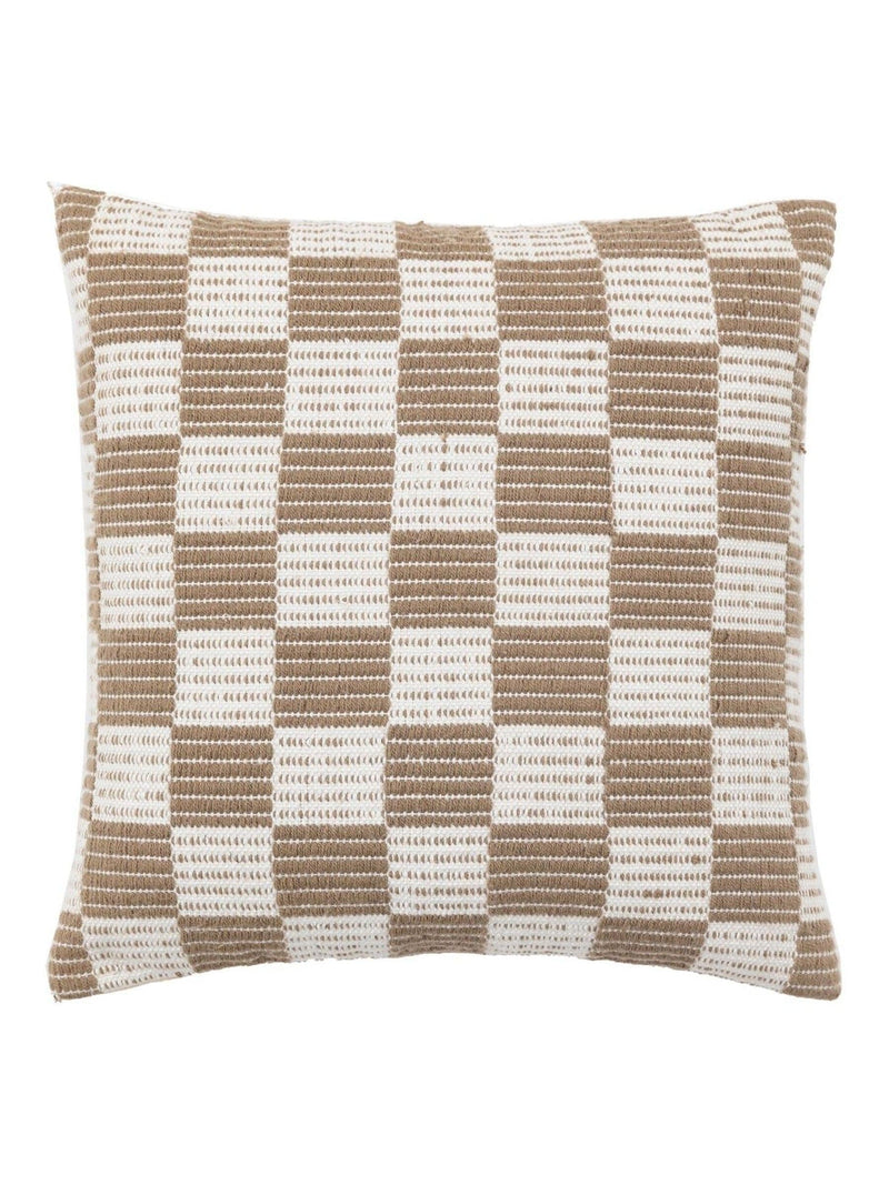 Gallery Home taupe Marden check woven cushion 45x45cm, UK version