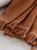 Gallery Home Mira Border waffle apricot throw (British brand)