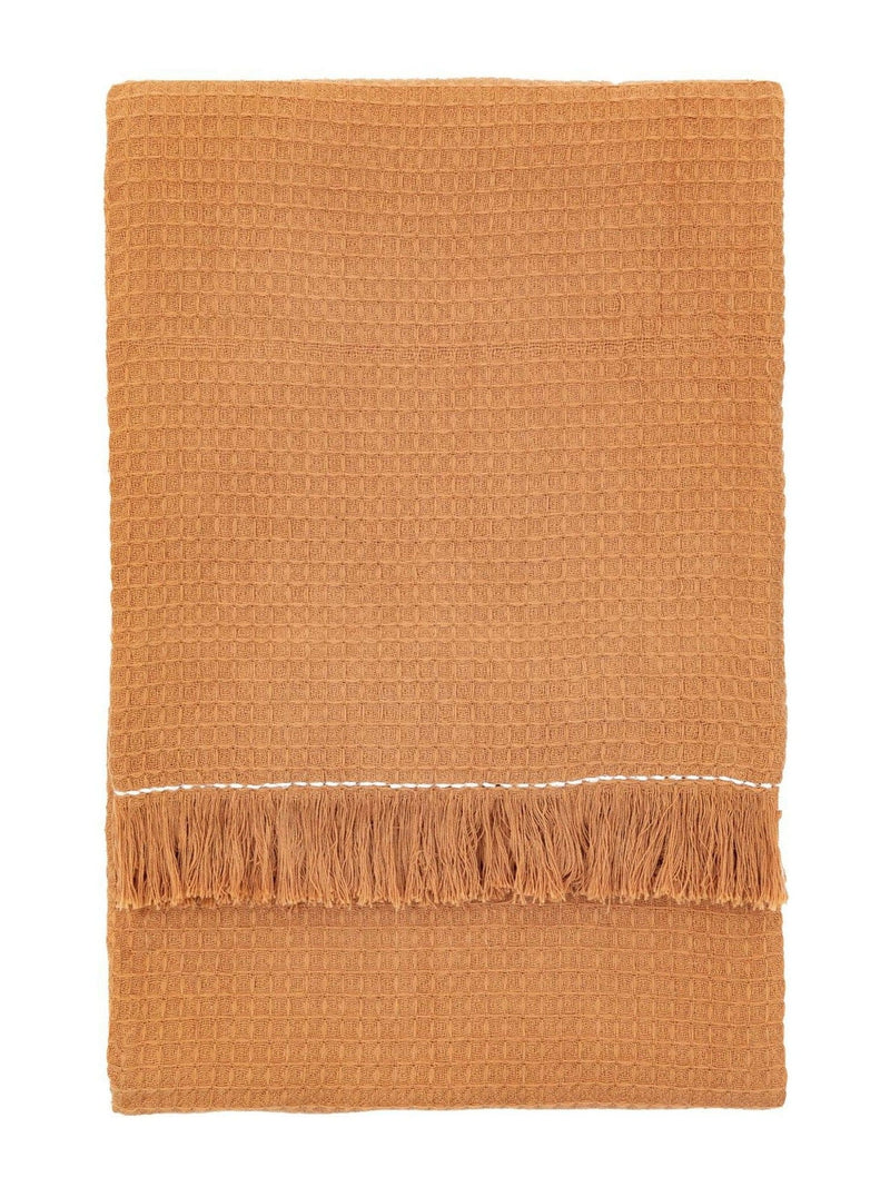 Gallery Home Mira Border waffle apricot throw (British brand)