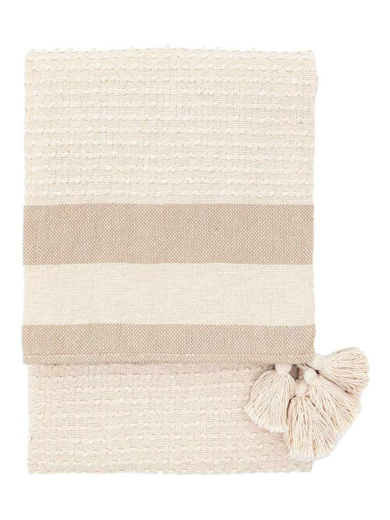 Gallery Home taupe Nara textured stripe throw 130cm (British brand)