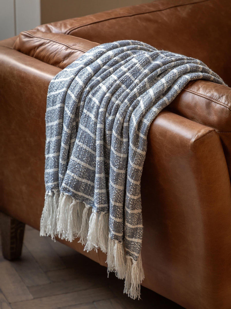 Gallery Home blue stripe throw 130x170cm, imported from the UK