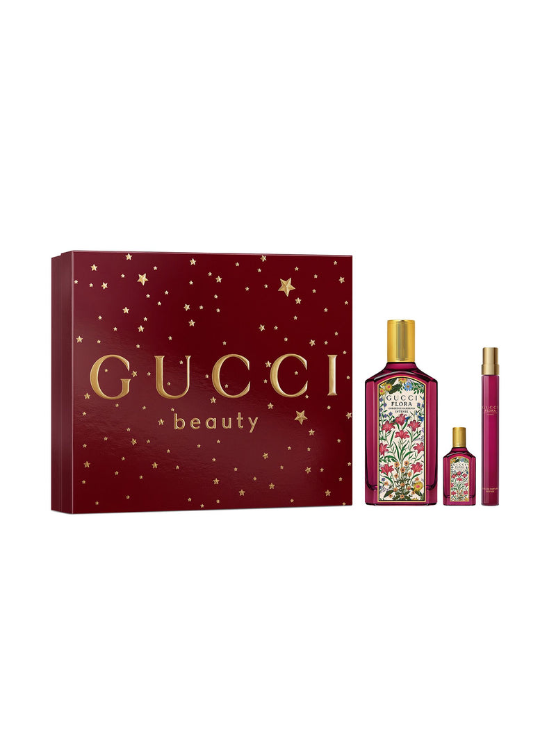 Gucci Flora Gorgeous Gardenia Intense perfume gift set 100ml trio, UK version