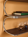 MADE.COM Chrome and Dark Wood Effect Piper Wall Shelf