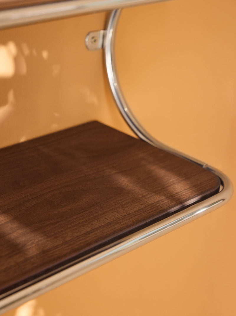MADE.COM Chrome and Dark Wood Effect Piper Wall Shelf