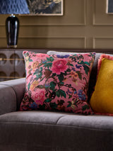 Next Bright Pink 50x50cm Maximalist Floral Velvet Cushion- Buy online at McGrocer