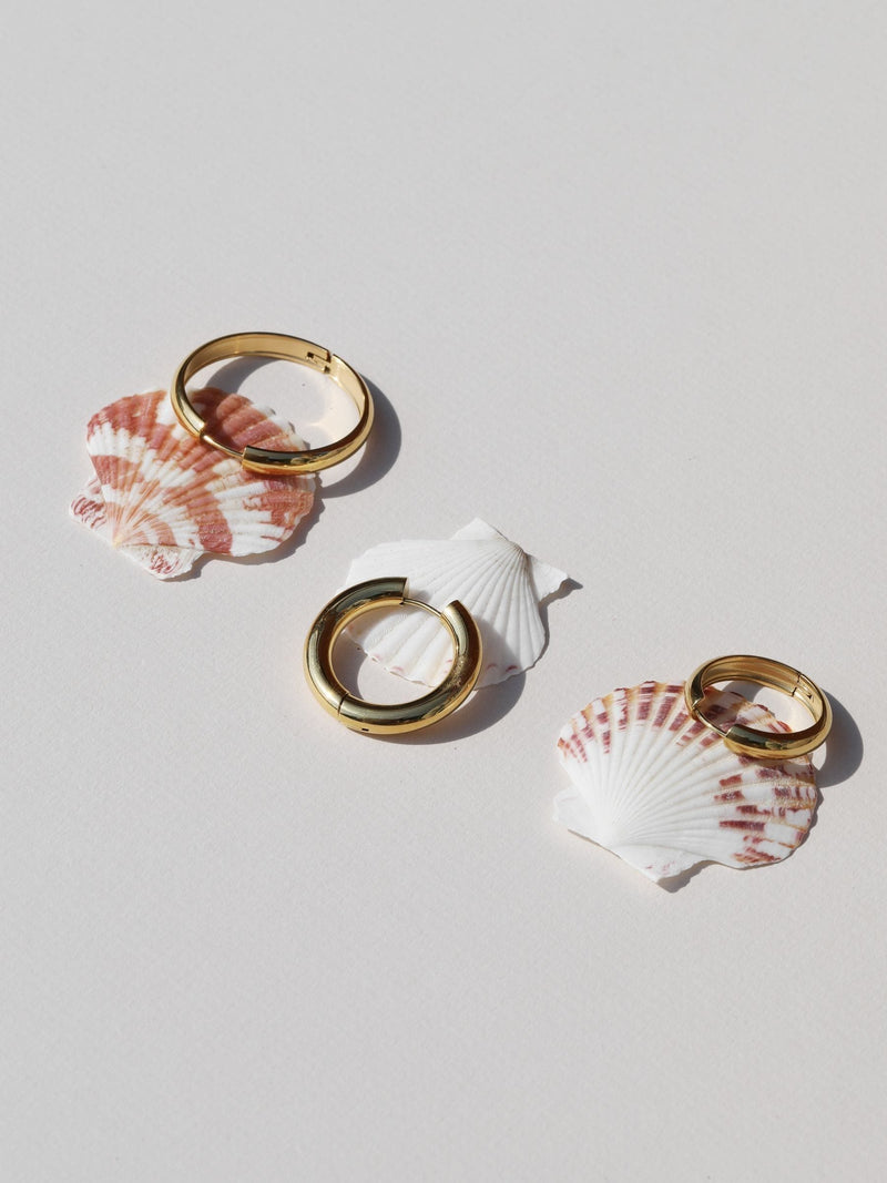 Jon Richard gold plated stainless steel hoop earrings 35mm, UK version