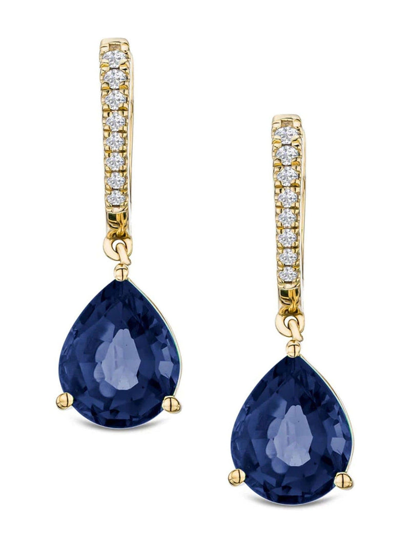 The Diamond Store Blue Astra Pear Cut Drop Lab Sapphire Earrings 6.80ct (British brand)