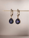 The Diamond Store Blue Astra Pear Cut Drop Lab Sapphire Earrings 6.80ct (British brand)