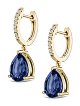 Next The Diamond Store Blue Astra Pear Cut Drop Lab Sapphire Earrings with 18K Gold Vermeil- Buy online at McGrocer