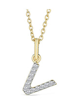 Next The Diamond Store 18K Gold Vermeil Love Letter Initial 'V' 0.10ct Lab Diamond Pendant Necklace- Buy online at McGrocer