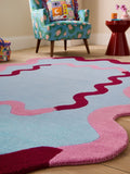 Eleanor Bowmer rug blue wiggle border wool tufted - British product