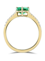 Next The Diamond Store Green Astra 2.30ct Pear Cut Lab Emerald Solitaire Ring with Side Stones in 18K Gold Vermeil- Buy online at McGrocer