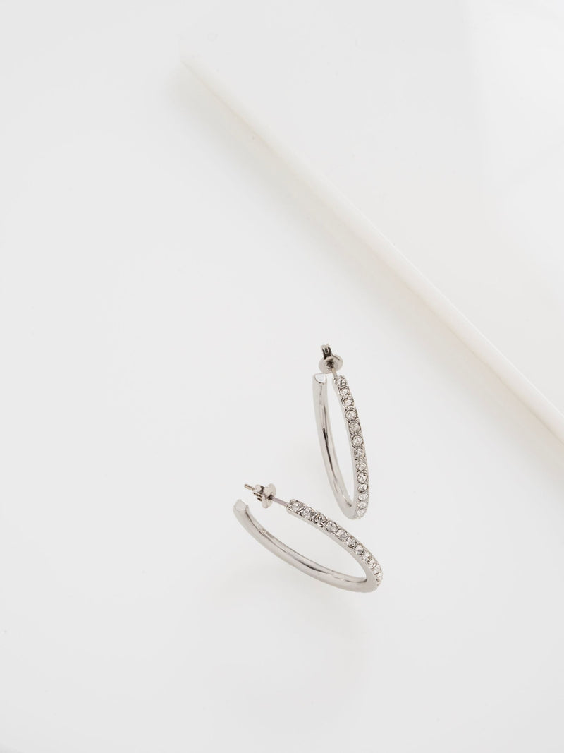 Ted Baker Clanci hoop earrings silver tone crystal medium (British brand)