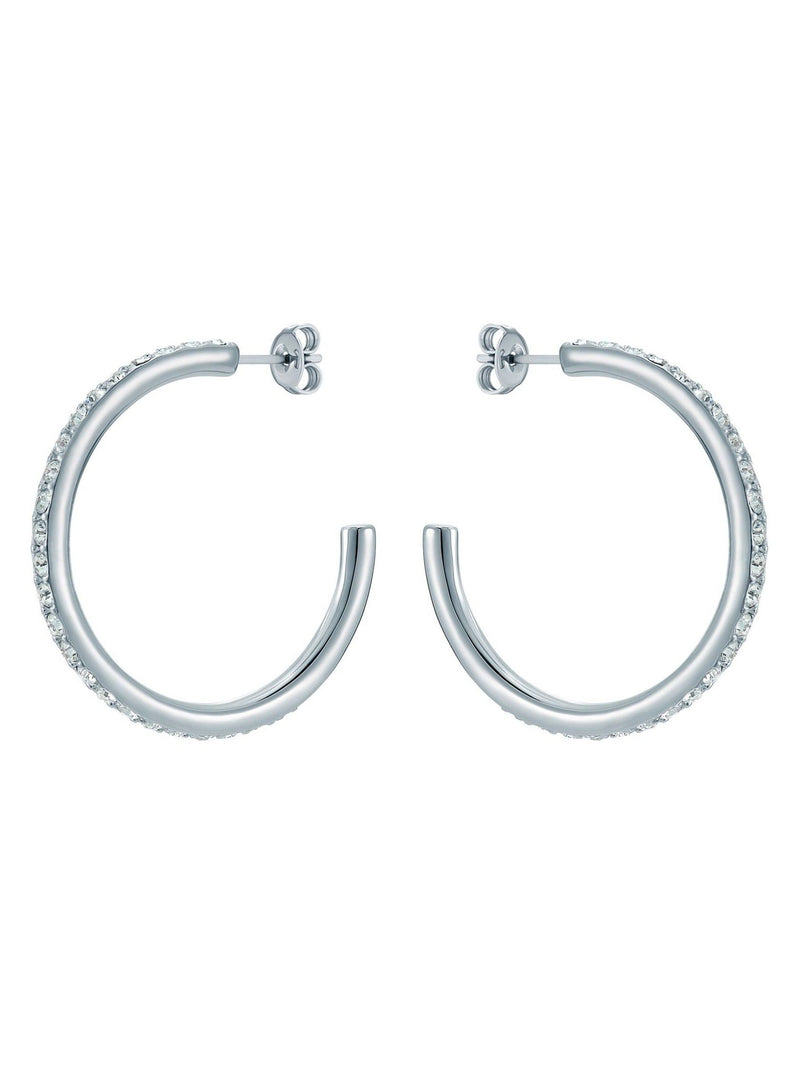 Ted Baker Clanci hoop earrings silver tone crystal medium (British brand)