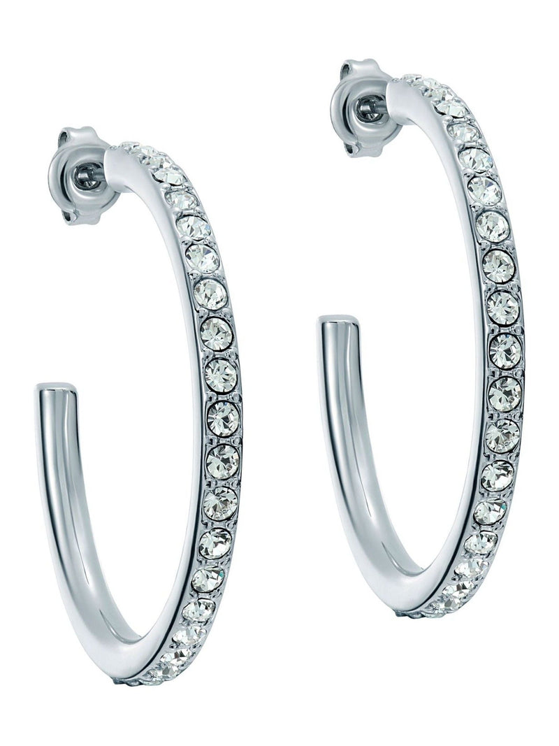 Ted Baker Clanci hoop earrings silver tone crystal medium (British brand)