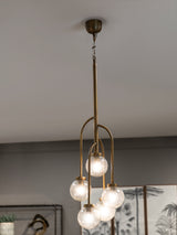 Next Libra Interiors Wellesley Globe Five Lamp Ceiling Pendant Antique Brass- Buy online at McGrocer