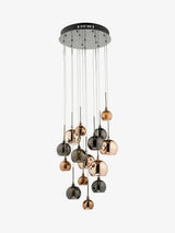 Next Dar Lighting Aurelia 15 Light Cluster Pendant Light, Polished Black Chrome/Copper- Buy online at McGrocer