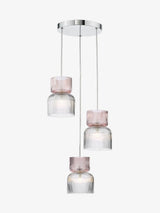 Next Dar Lighting Auberta Polished Chrome Pink Ribbed Glass 3 Light Cluster Pendant Ceiling Light- Buy online at McGrocer
