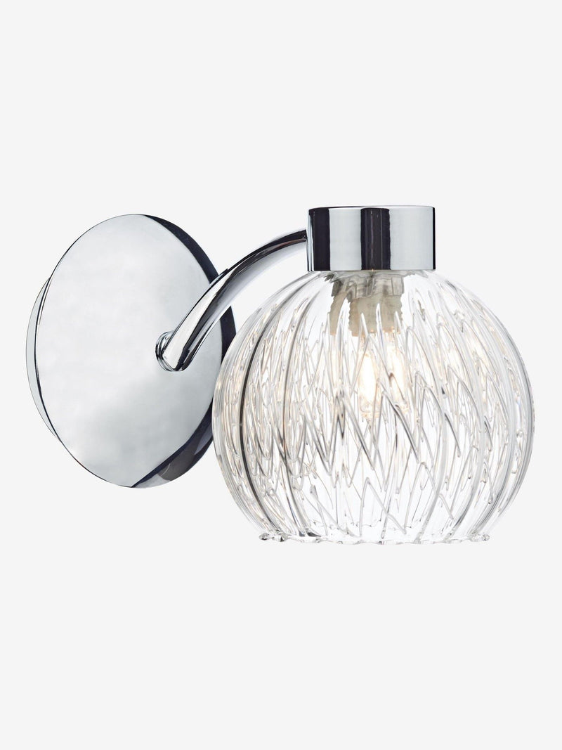 Dar Lighting wall light polished chrome ribbed glass, UK version