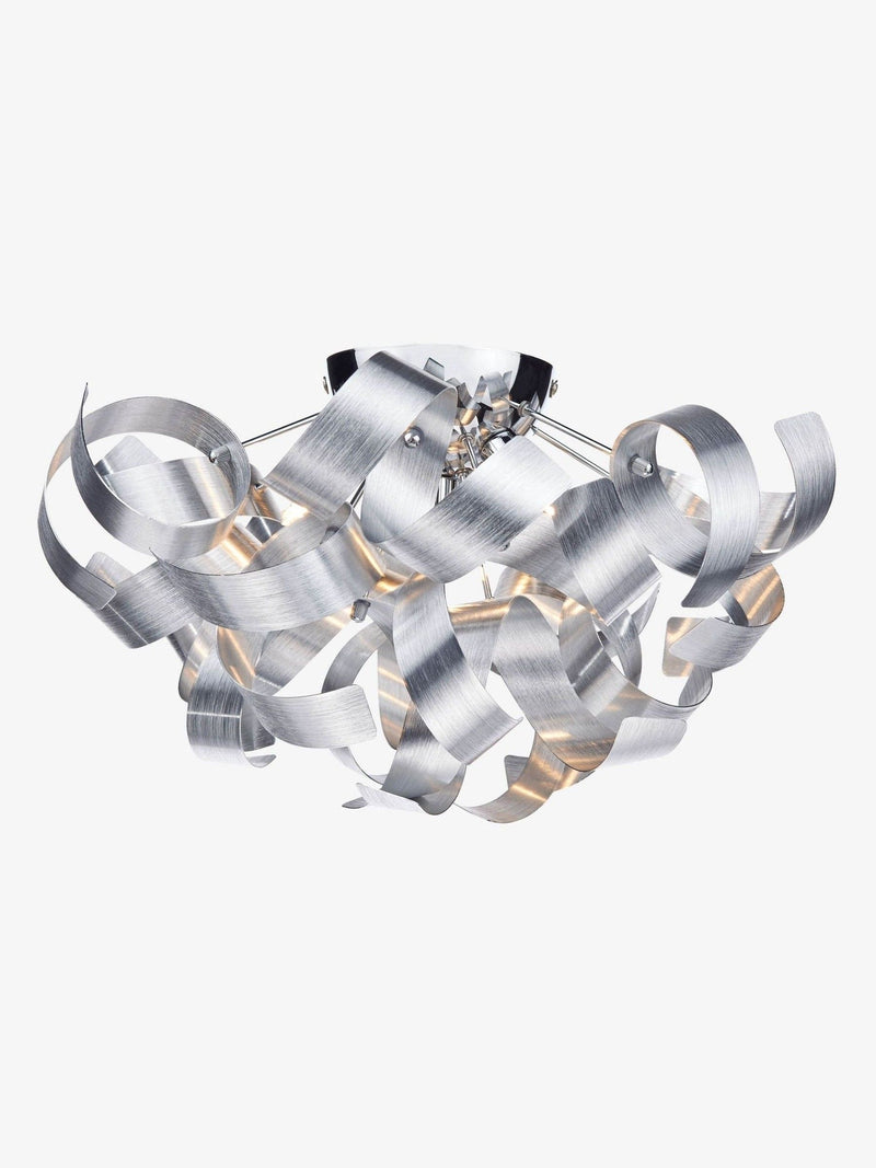 Dar Lighting Rawley brushed aluminium 4-light flush ceiling light, imported from the UK