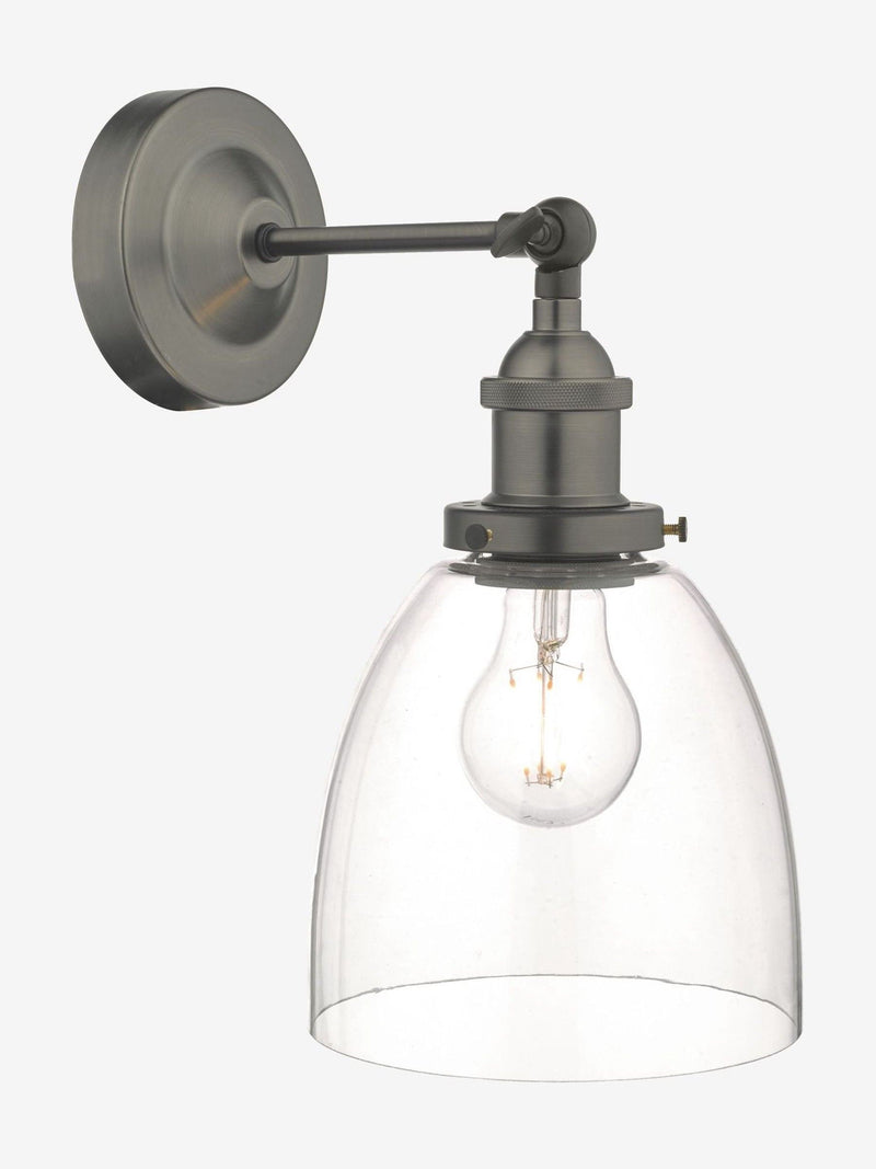 Dar Lighting Arvin wall light antique chrome clear glass (British brand)