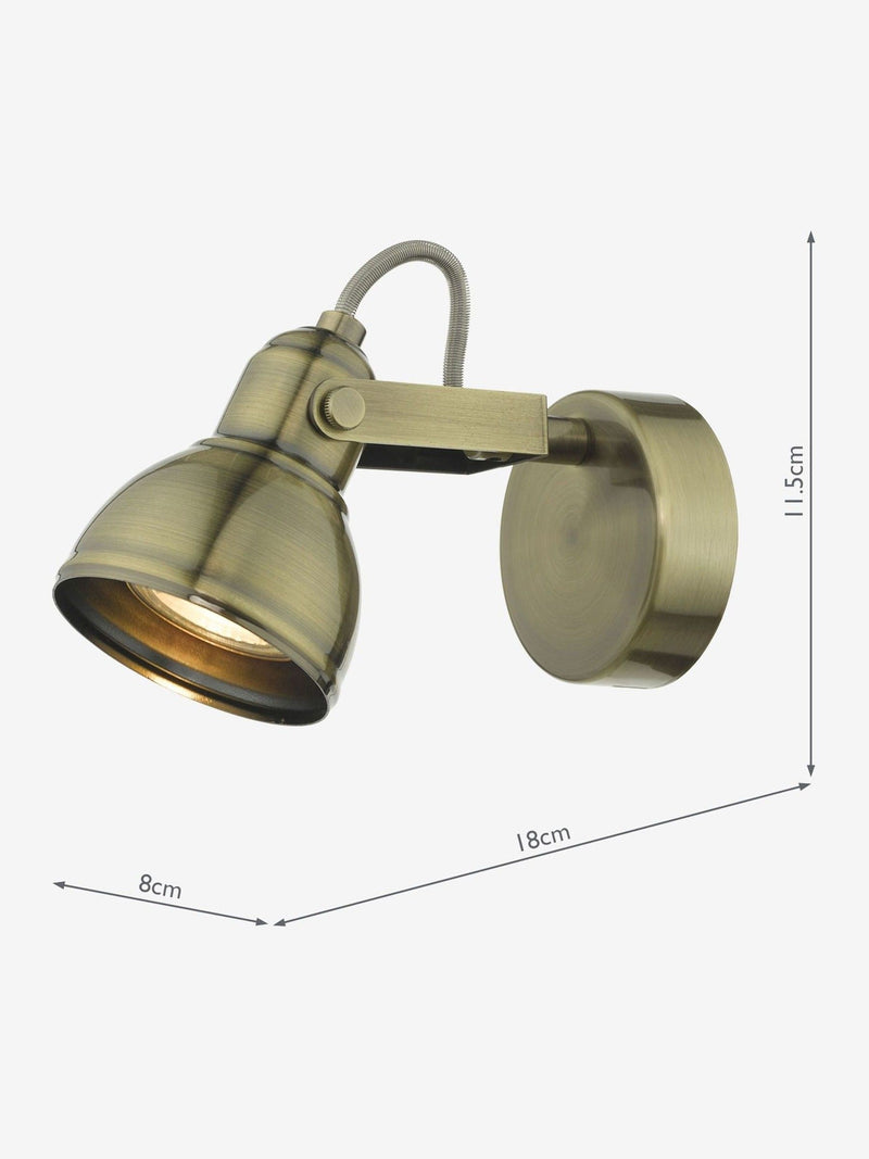 Dar Lighting antique brass single spotlight - British product
