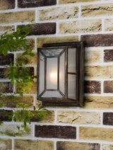 Next Dar Lighting Trent Outdoor Wall Light Matt Black Gold Opal Glass- Buy online at McGrocer