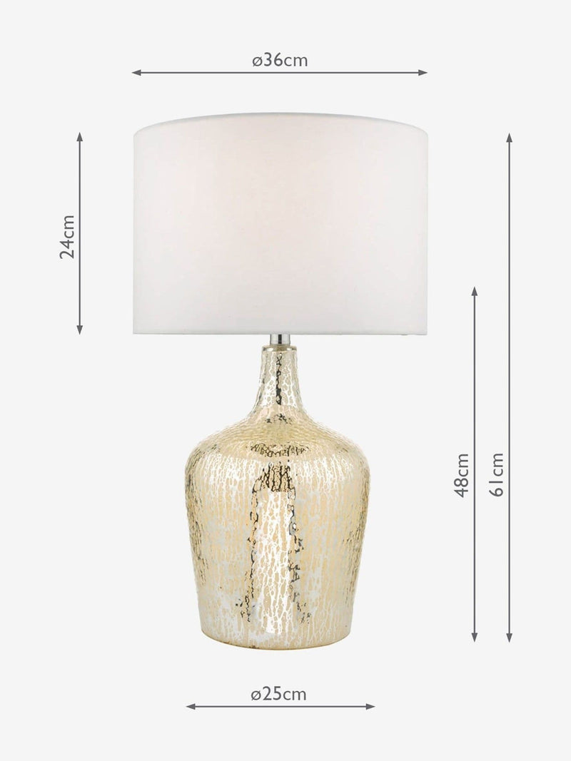 Dar Lighting Lolek silver mercury glass table lamp - British product