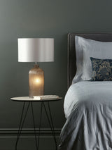 Next Dar Lighting Pamplona Grey Glass Polished Chrome Table Lamp- Buy online at McGrocer