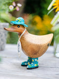 DCUK Blue Floral Hat and Boots Ducky Wooden Ornament