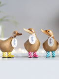 DCUK Pink Spotty Boots Ducky Wooden Ornament 14cm