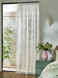 White ladder stitch voile panel sheer curtain imported from the UK