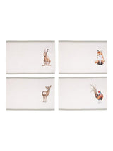 Next Wrendale Set of 4 Neutral Woodlanders Animal Print Fabric Placemats 305mm x 450mm- Buy online at McGrocer