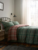 Next Dreams & Drapes Green Bennet Check Brushed Cotton Duvet Cover Set- Buy online at McGrocer