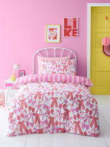 Bedlam Pink Bow and Stripes Duvet Cover Set