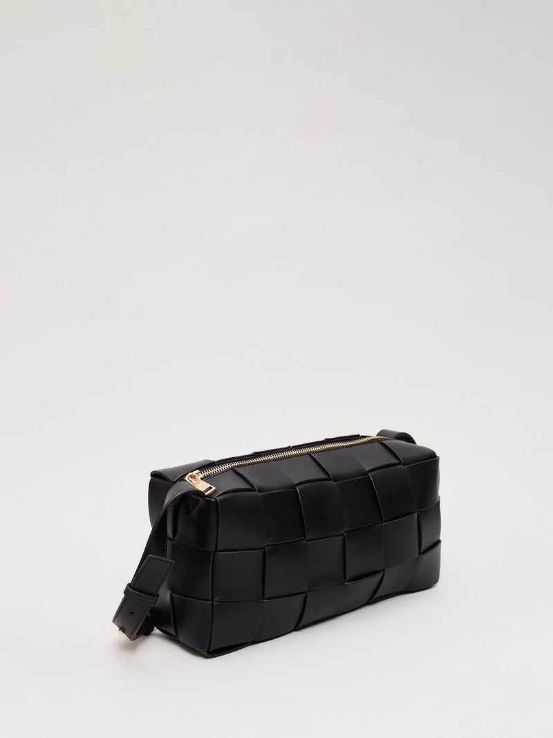Phase Eight black leather woven cross-body bag - British product