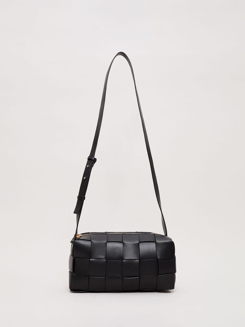 Phase Eight black leather woven cross-body bag - British product