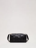 Phase Eight black leather woven cross-body bag - British product