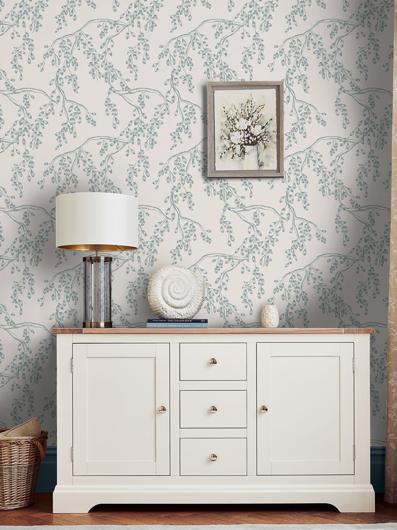 Laura Ashley Newport Blue Rainham Willow 10M Wallpaper