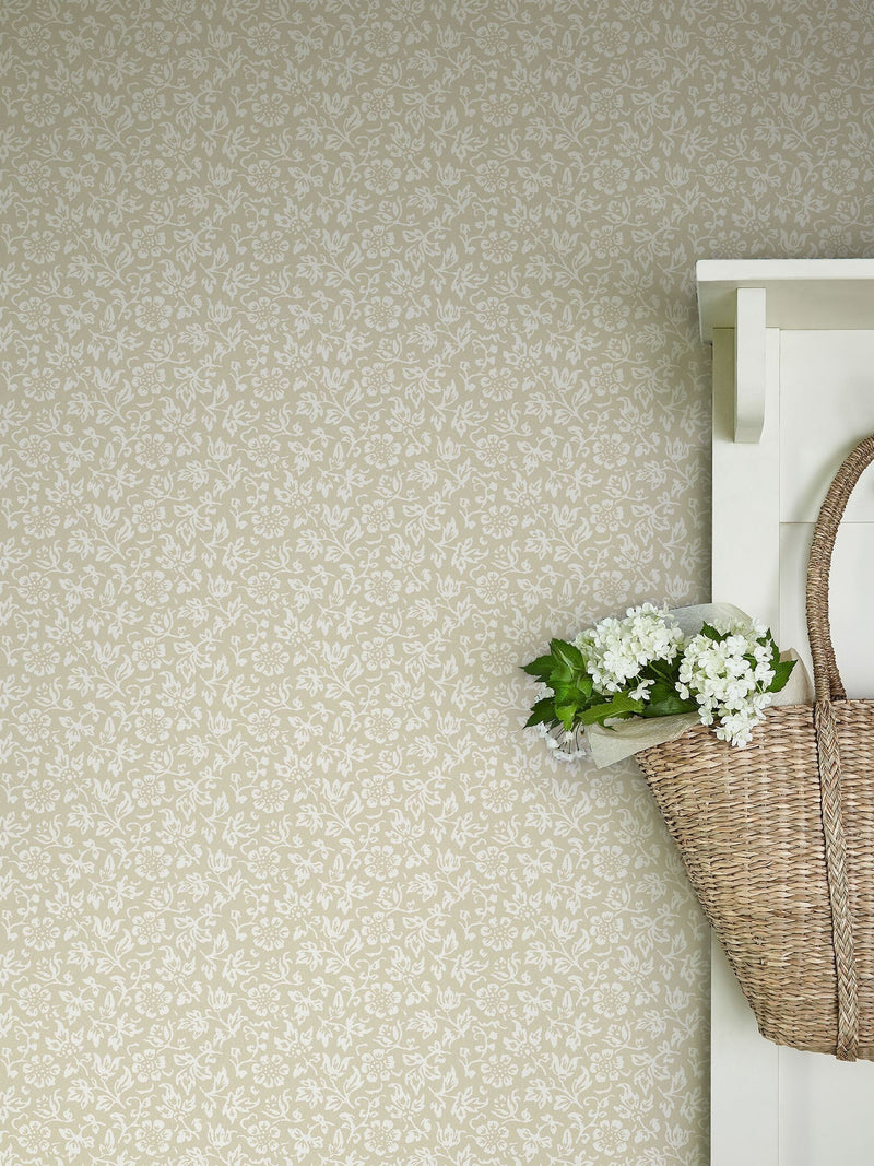 Laura Ashley Twine Natural Sweet Alyssum 10M Wallpaper
