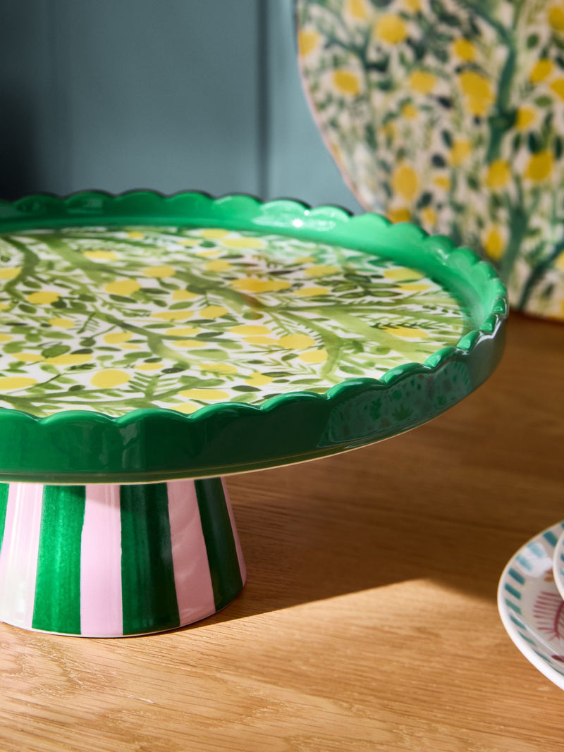 Lucy Tiffney cake stand yellow lemons, imported from the UK