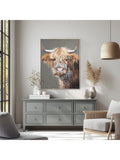 Art Marketing Brown Grey Brodie Highland Cow wall art 90x71cm - British product