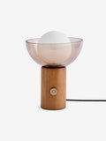 MADE.COM Layla lamp dark wood glass shade, imported from the UK