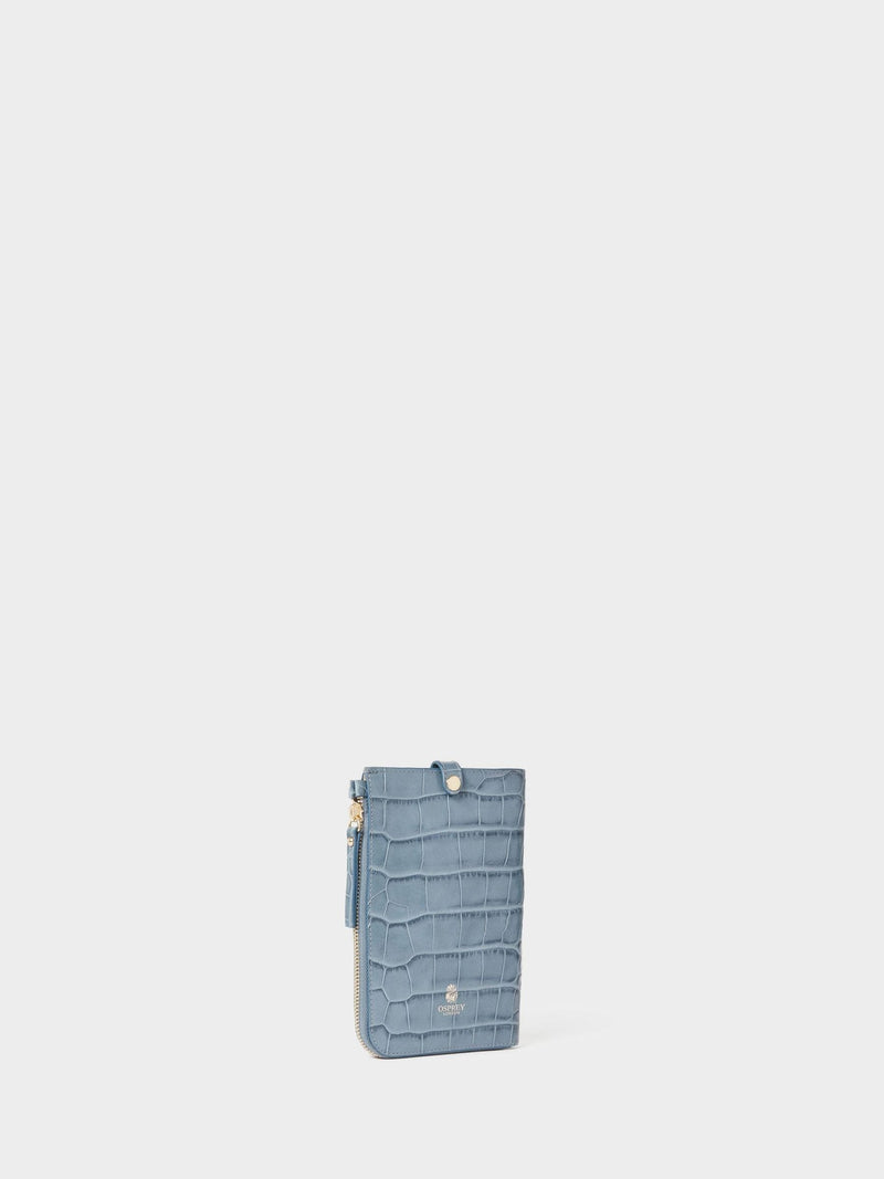 Osprey London The Wentworth Italian leather phone bag blue - British product
