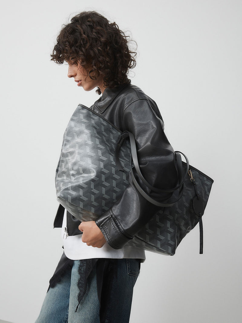 Grey printed shoulder bag, imported from the UK